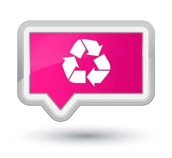 Ícone de reciclagem botão de banner rosa prime — Fotografia de Stock