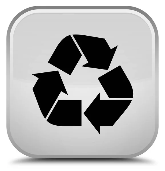 Recycle icon special white square button — Stock Photo, Image