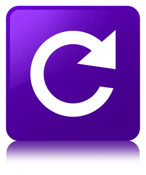 Antwoord roteren pictogram paarse vierkante knop — Stockfoto