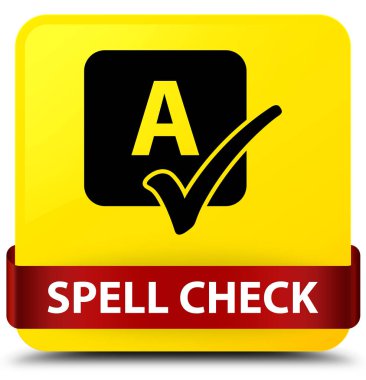 Onay sarı kare düğme kırmızı kurdele orta büyü