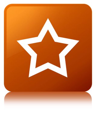 Yıldız simgesi kahverengi kare düğme