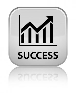 Başarı (istatistik simgesi) özel beyaz kare düğme