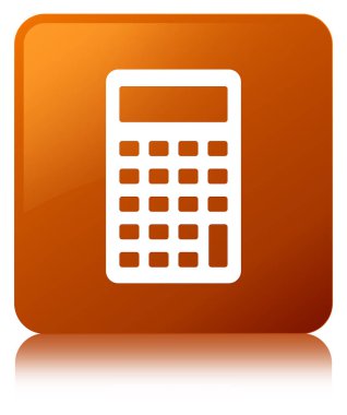 Hesap makinesi simge kahverengi kare düğme