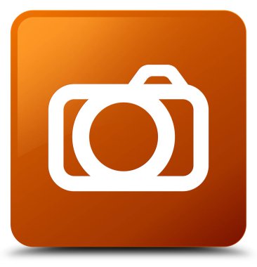 Kamera simgesi kahverengi kare düğme