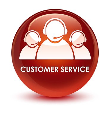 Müşteri hizmeti (takım simgesi) cam gibi kahverengi yuvarlak düğmesi