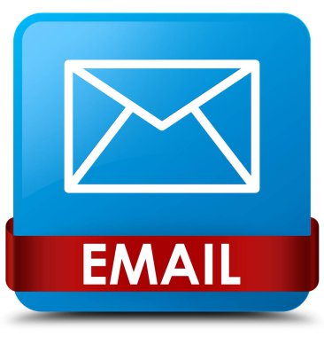 E-posta camgöbeği mavi kare düğme kırmızı kurdele orta