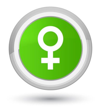 Kadın işareti simgesi asal yumuşak yeşil yuvarlak düğmesini