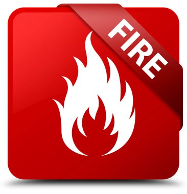 Ateş kırmızı kare düğmesini kırmızı kurdele köşesinde