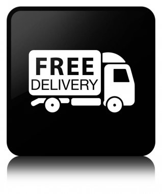 Ücretsiz teslimat kamyonu simge siyah kare düğme