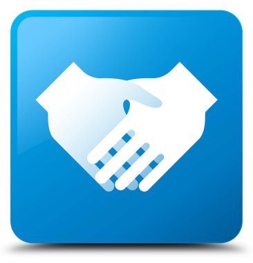 El sıkışma kutsal kişilerin resmi camgöbeği mavi kare düğme