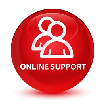 Çevrimiçi destek (grup simgesi) cam gibi kırmızı yuvarlak düğmesi
