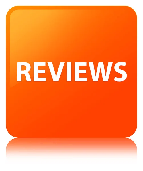 Reviews orange square button — Stock Photo, Image