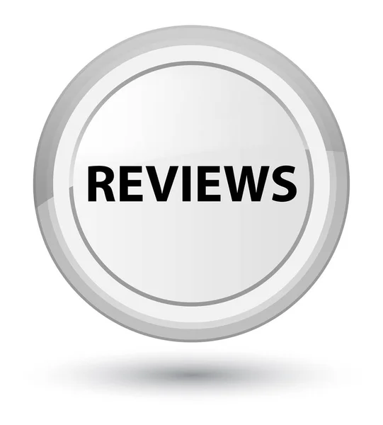 Reviews prime white round button — Stock Photo, Image