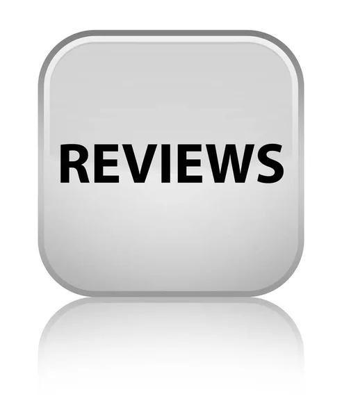 Reviews special white square button — Stock Photo, Image