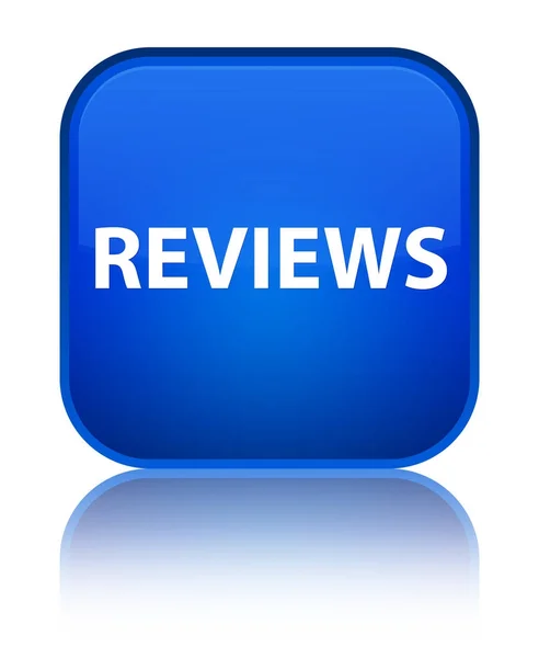 Reviews special blue square button — Stock Photo, Image