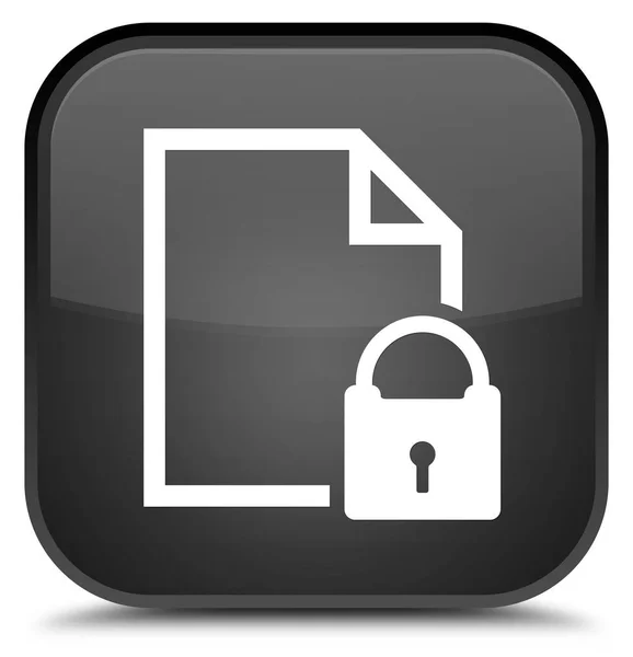 Secure document icon special black square button — Stock Photo, Image