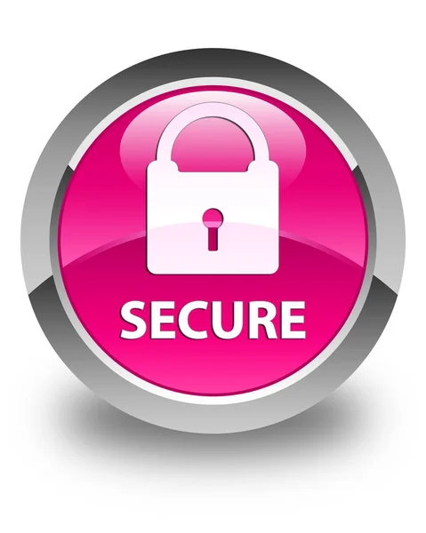Secure (padlock icon) glossy pink round button — Stock Photo, Image