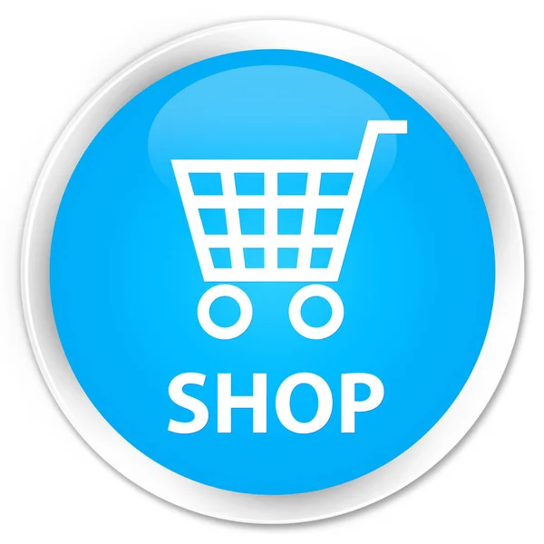 Shop premium cyan blue round button — Stock Photo, Image