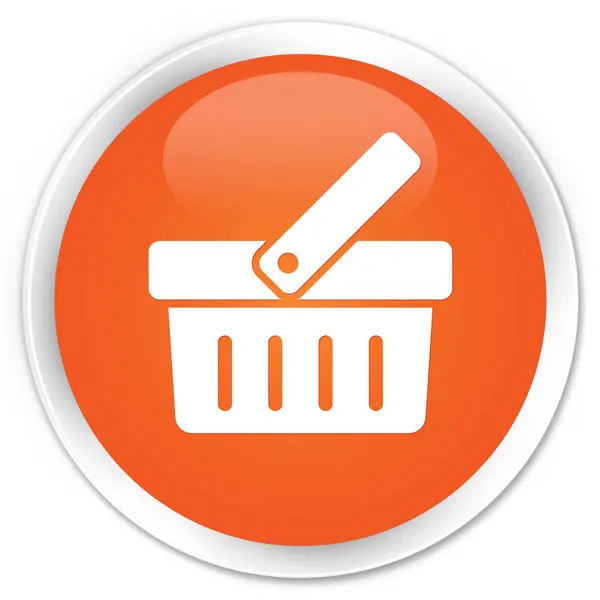 Shopping cart icon premium orange round button — Stock Photo, Image