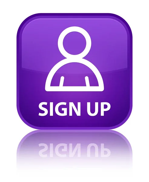 Sign up (member icon) special purple square button — Stock Photo, Image