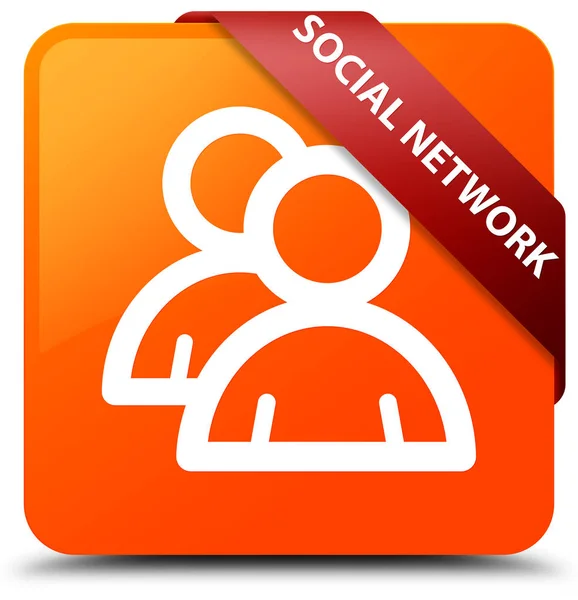 Social network (icona di gruppo) arancione pulsante quadrato nastro rosso in c — Foto Stock