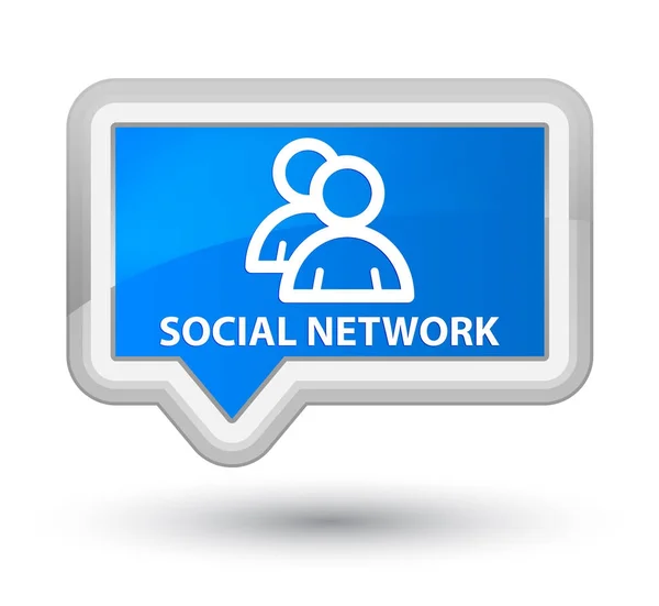 Rede social (ícone de grupo) botão de banner azul ciano principal — Fotografia de Stock