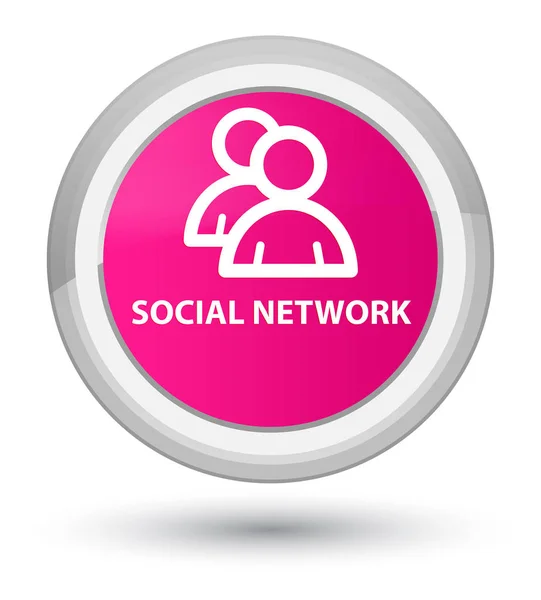 Social network (icona del gruppo) primo pulsante rotondo rosa — Foto Stock