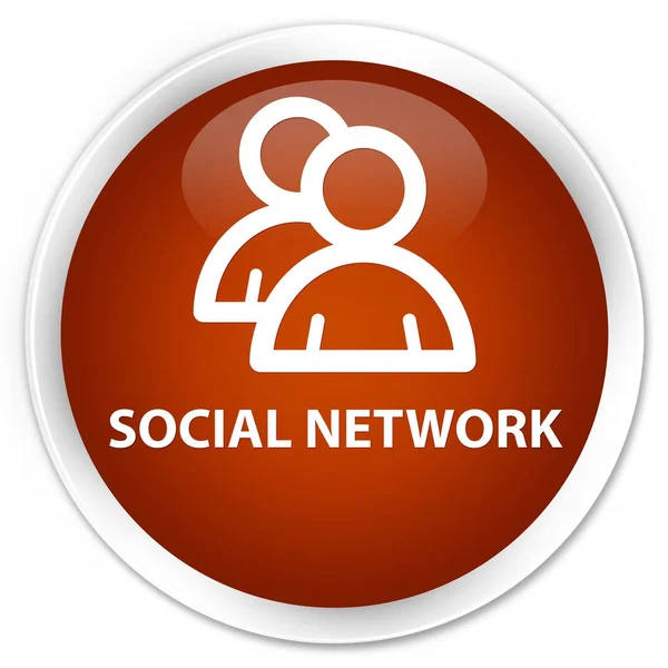 Social network (icona di gruppo) pulsante rotondo marrone premium — Foto Stock