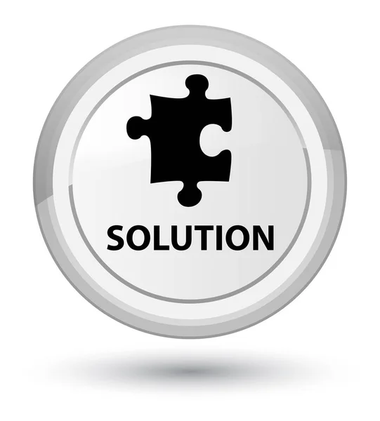 Lösung (Puzzle-Symbol): weißer Rundknopf — Stockfoto