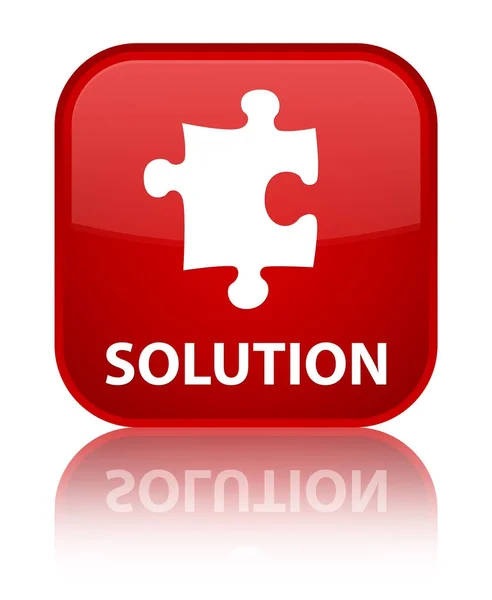 Solução (ícone de quebra-cabeça) botão quadrado vermelho especial — Fotografia de Stock