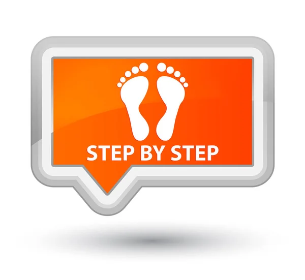 Schritt für Schritt (Fußabdrucksymbol) Prime Orange Banner-Taste — Stockfoto