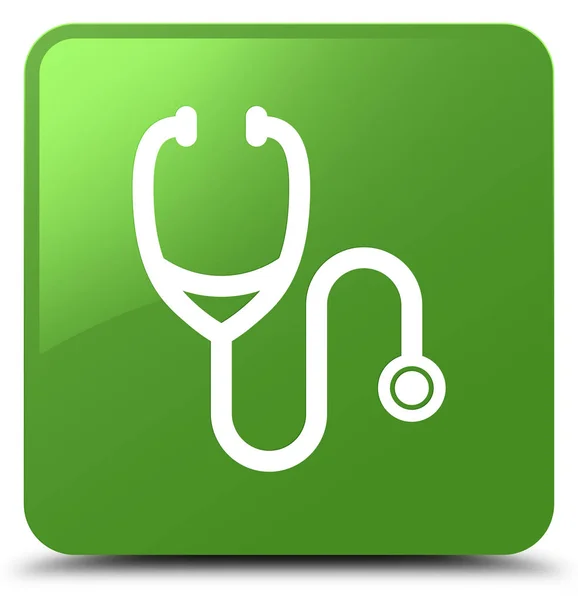 Stethoscope icon soft green square button — Stock Photo, Image