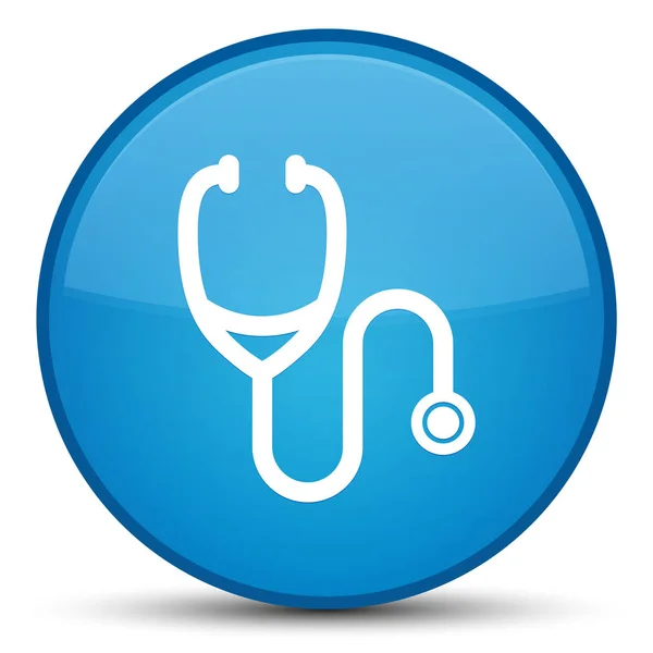 Stetoskop-ikonen särskilda cyan blå runda knappen — Stockfoto