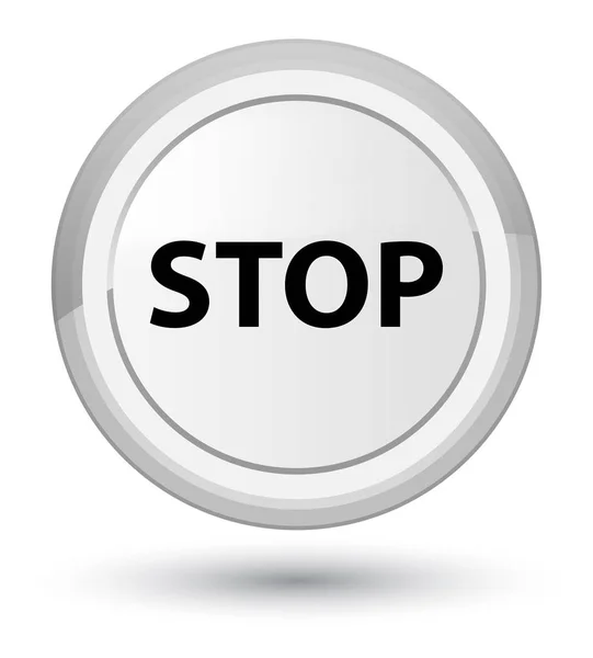Stop prime weißer runder Knopf — Stockfoto