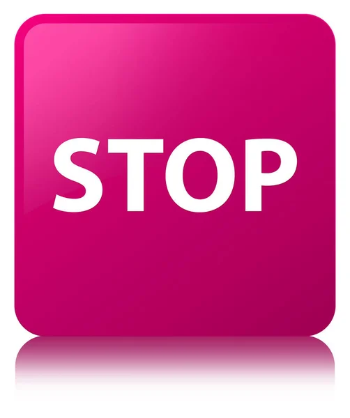 Detener botón cuadrado rosa — Foto de Stock
