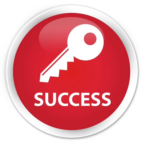 Красная круглая кнопка премиум-класса Success (значок ключа) — стоковое фото