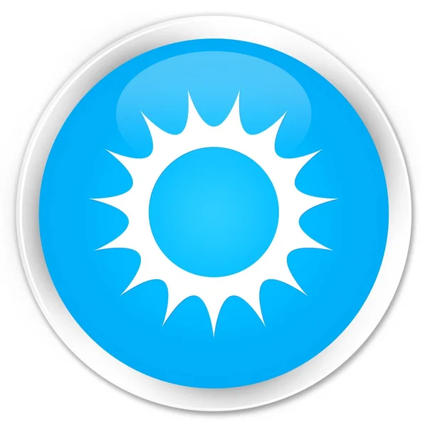 Ícone de sol botão redondo azul ciano premium — Fotografia de Stock