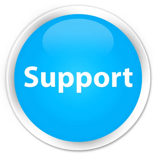 Support premium cyan blå rund knapp — Stockfoto