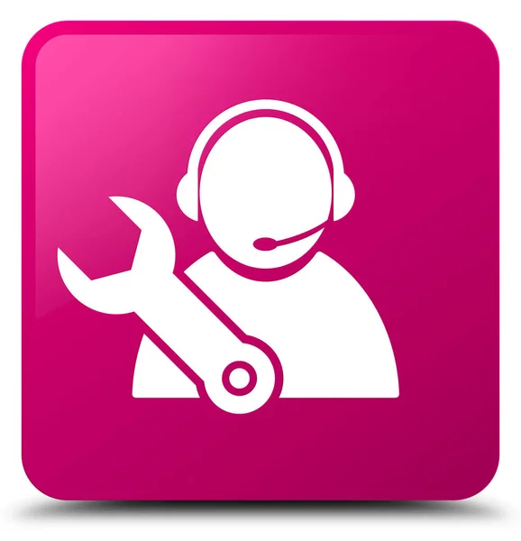 Soporte técnico icono rosa botón cuadrado —  Fotos de Stock