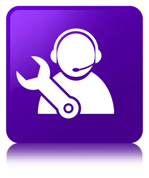 Tech support icon purple square button — Stock Photo, Image