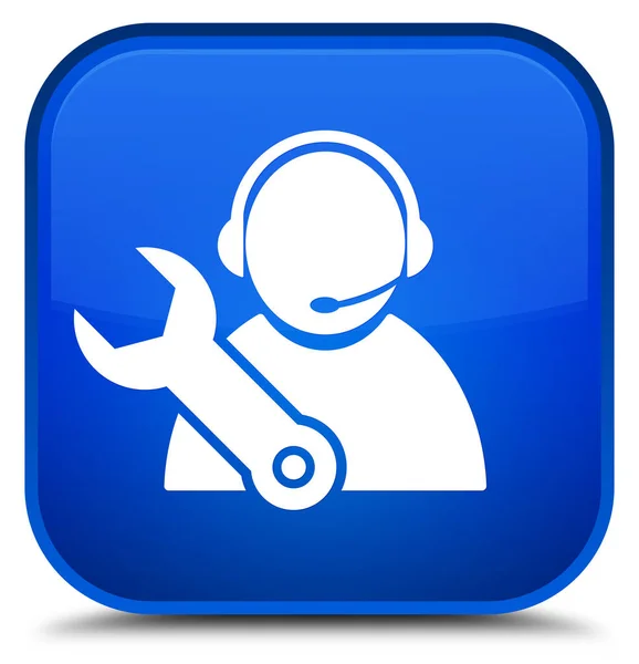 Tech support icon special blue square button — Stock Photo, Image