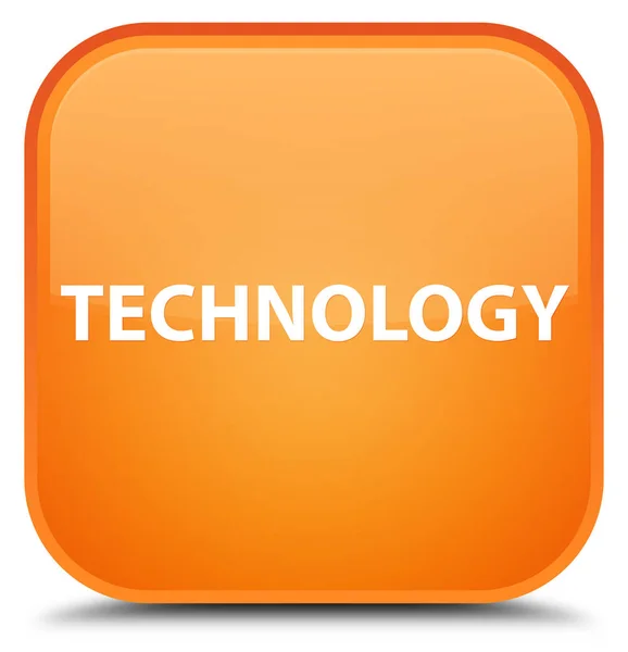 Teknoloji özel turuncu kare düğme — Stok fotoğraf