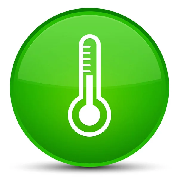 Ícone do termômetro botão redondo verde especial — Fotografia de Stock