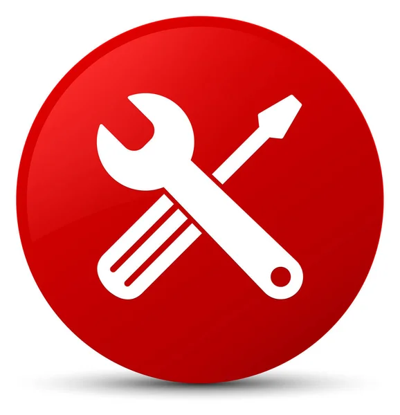 Ícone de ferramentas botão redondo vermelho — Fotografia de Stock