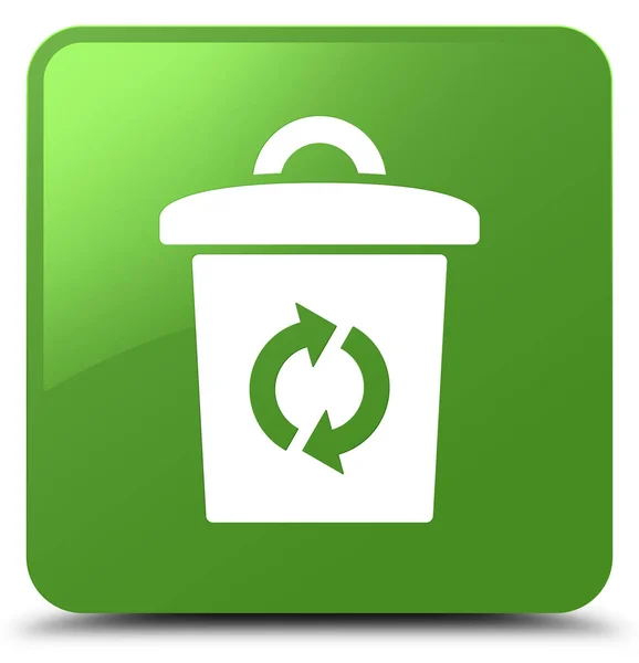 Çöp kutusu simgesini yumuşak yeşil kare düğme — Stok fotoğraf