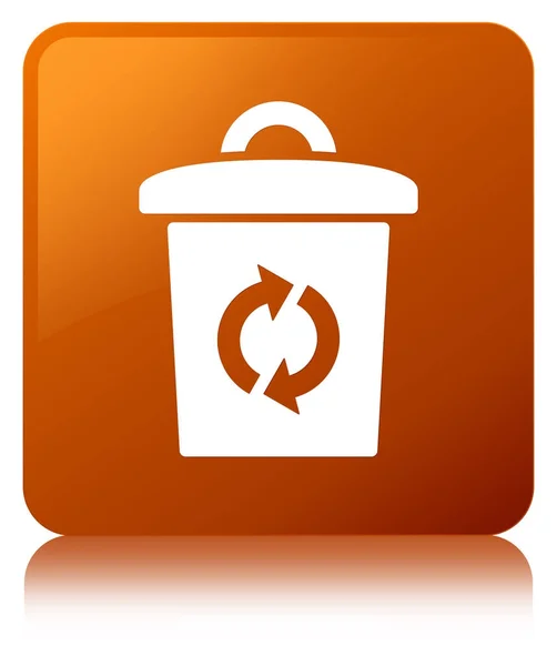 Ícone de lixo marrom botão quadrado — Fotografia de Stock