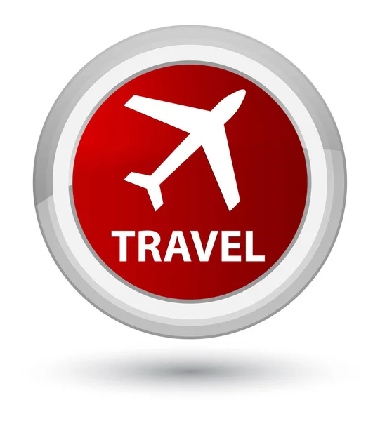 Viagem (ícone de avião) botão redondo vermelho principal — Fotografia de Stock
