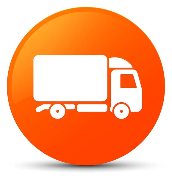 Ícone do caminhão laranja botão redondo — Fotografia de Stock
