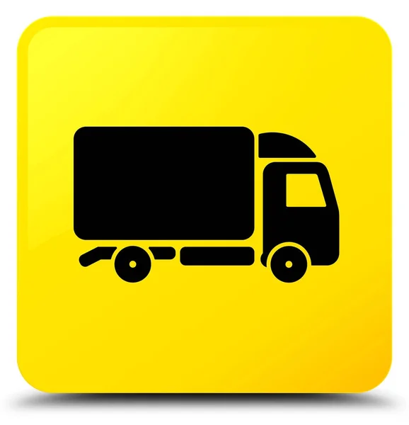 Camión icono amarillo botón cuadrado — Foto de Stock