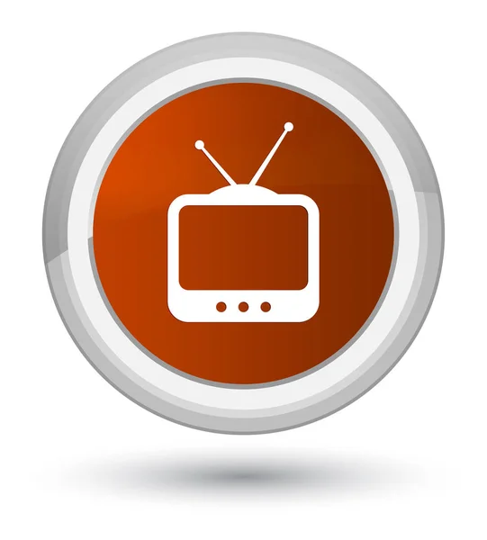 Tv icon prime brauner runder Knopf — Stockfoto